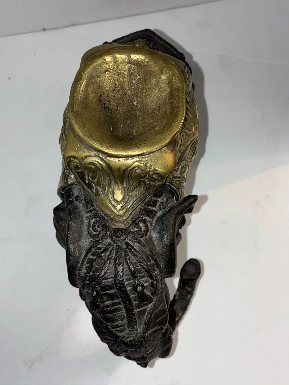 Late 19th Century Indian Antique Bronze Elephant Statue Ornate Brass Saddle